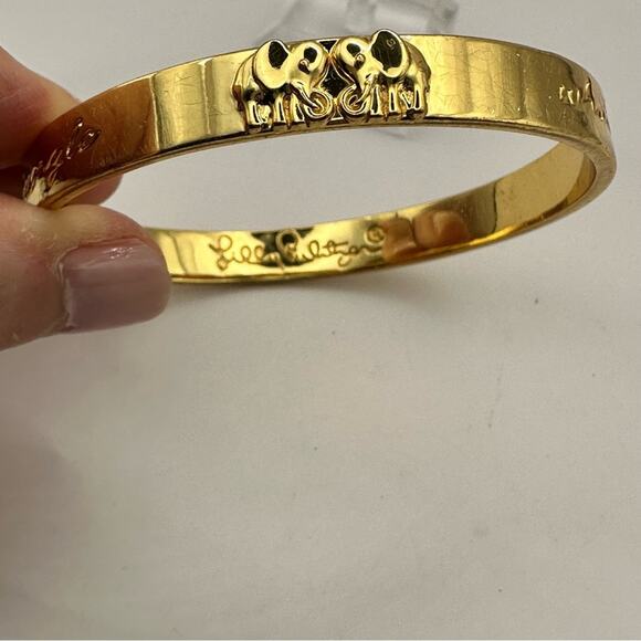 Lilly Pulitzer What Happens in the Jungle Bangle with Elephants Gold Plate - Picture 3 of 11